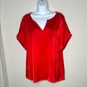 SHEIN Vibrant Red V-Neck Blouse